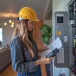Inspection d'un tableau électrique par un professionnel pour garantir la sécurité dans les maisons guadeloupéennes.