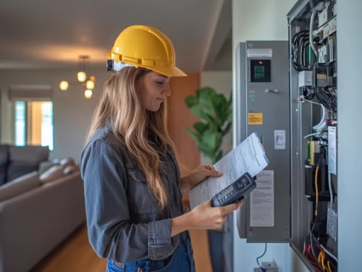 Inspection d'un tableau électrique par un professionnel pour garantir la sécurité dans les maisons guadeloupéennes.